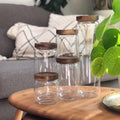 Kitchen glass storage jars with wooden lids