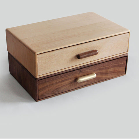 Beech or black walnut wooden organizing drawers