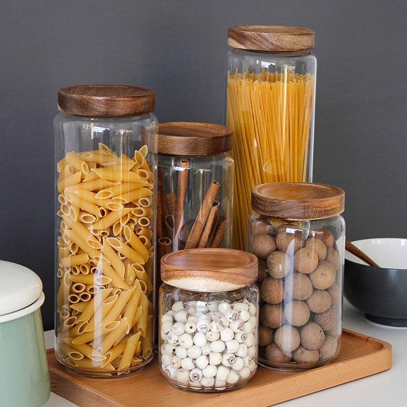 Set of 5 glass jars | Air-tight storage jars for dried foods