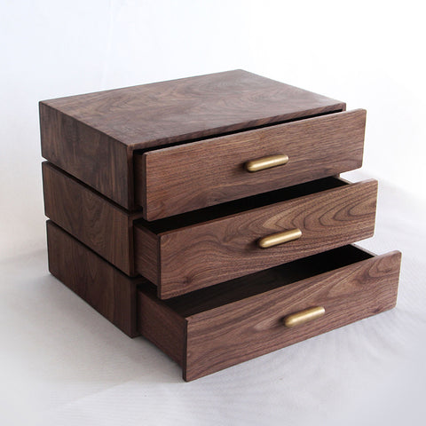 Stackable individual modular organising drawers | Black walnut wood