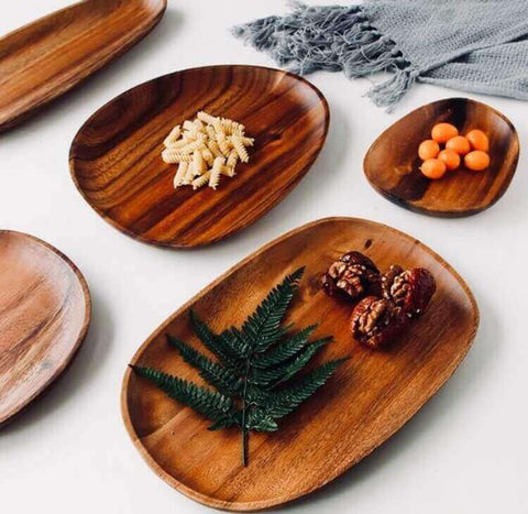 Wooden serving platters in several different sizes