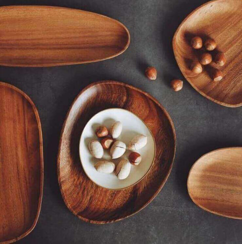 Acacia wooden trays, plates and platters