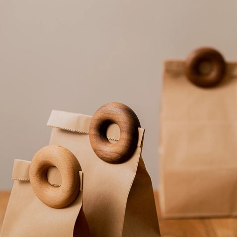 black walnut and beech wood sealing clips