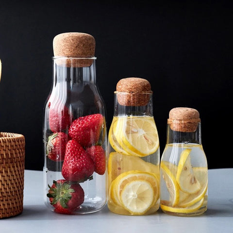 Decanting jugs and jars with cork stopper lids