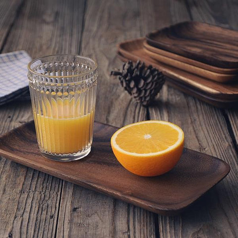 Rectangular wooden serving trays  - acacia wood breakfast trays and plates