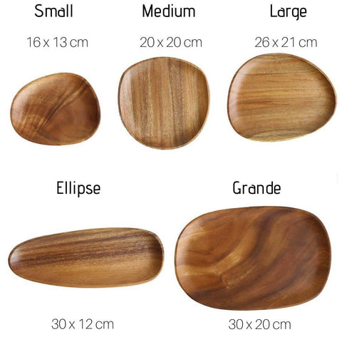 Serving trays made of wood in 5 different sizes