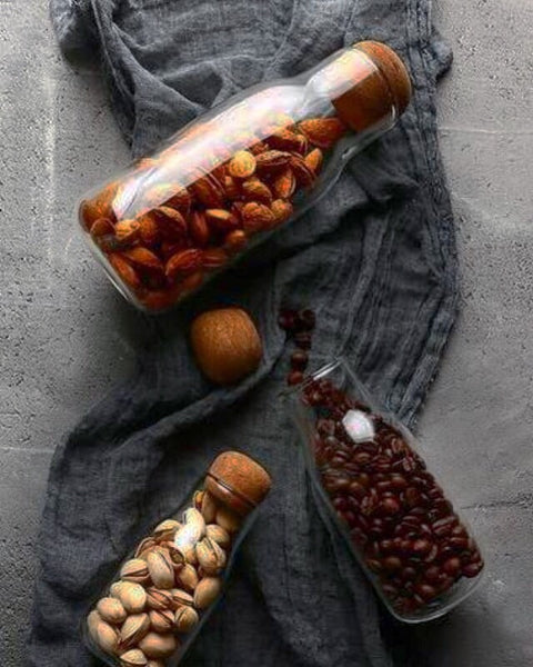 glass and cork kitchen eco storage jars