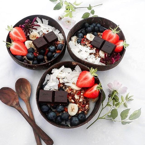 Coconut shell bowls with spoons