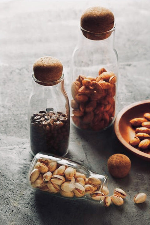 sustainable storage reusable jars glass and cork