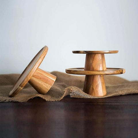 Farmhouse Cake Stand | Walnut Wood