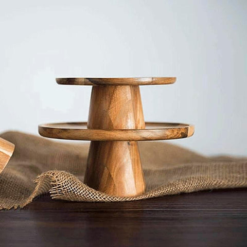 Farmhouse Cake Stand | Walnut Wood