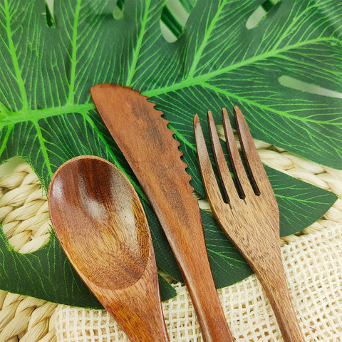 Reusable wooden cutlery