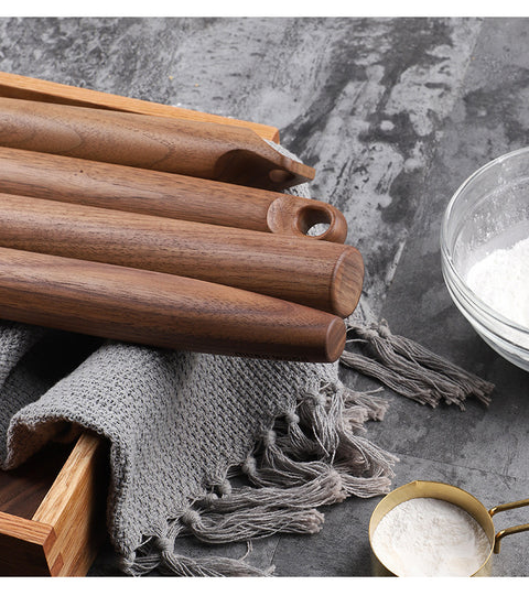 French style rolling pins in black walnut - with hanging hole