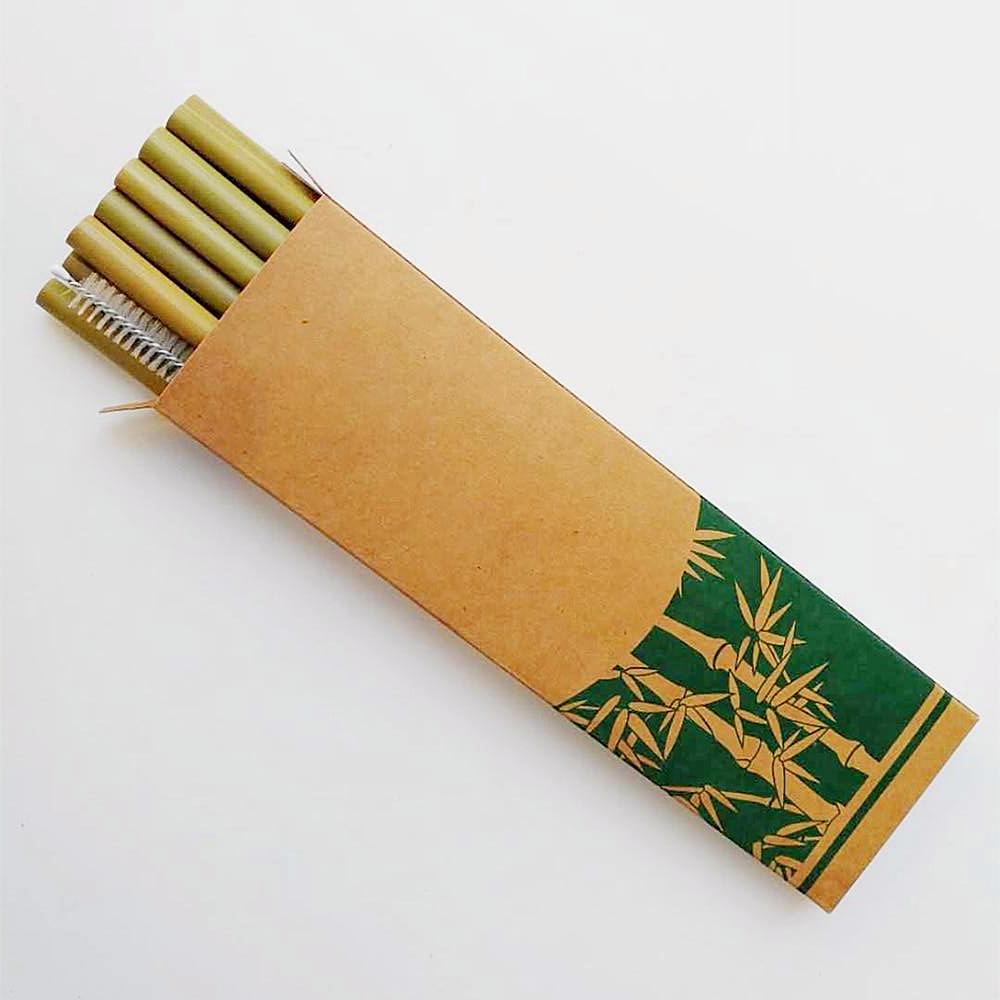 reusable bamboo straws with cleaning brush