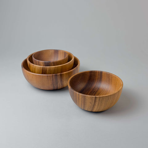 Wooden nesting bowls - wood serving bowls for salads, pasta, soups and more