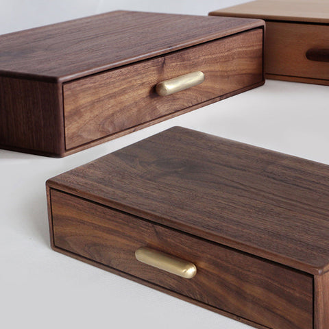 Portable desk drawers made of walnut wood