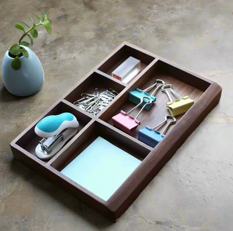 Segmented Walnut Desk Tray