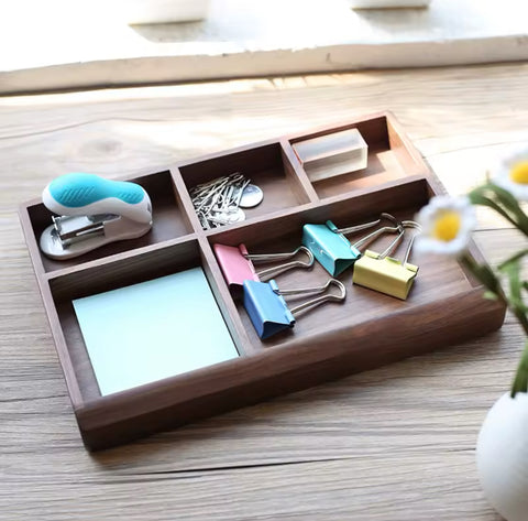 Segmented Walnut Desk Tray