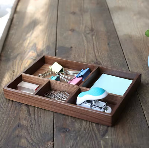 Segmented Walnut Desk Tray