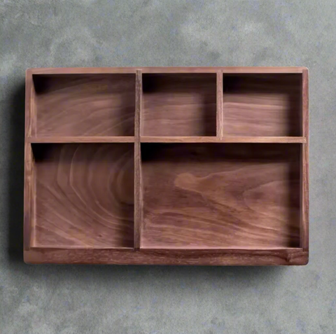 Segmented Walnut Desk Tray