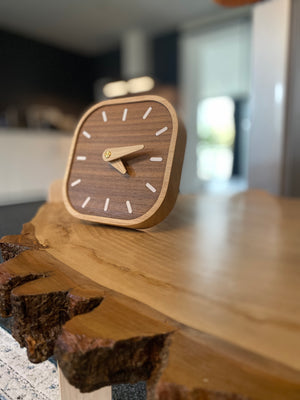 Small wood clock for desk or bedside