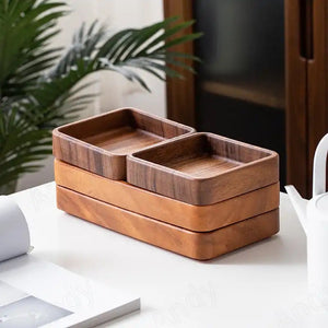 small and large wooden trays
