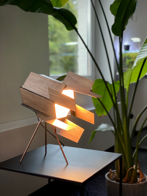 Lumière Lamp | Walnut & Copper Stage Lamp