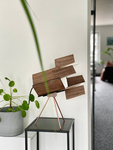 Lumière Lamp | Walnut & Copper Stage Lamp