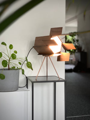 Lumière Lamp | Walnut & Copper Stage Lamp