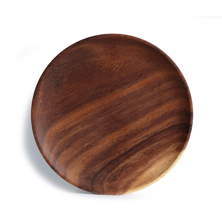 Round acacia wood charger plate