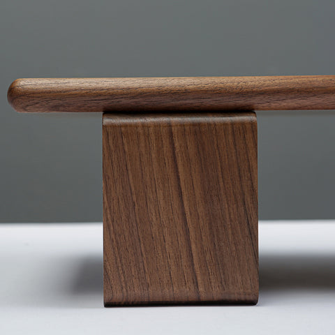 wooden monitor riser in black walnut