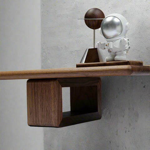 Walnut wood monitor riser stand with adjustable height