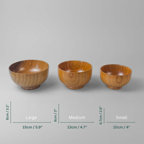 Fig wood bowls in 3 sizes - Wondrwood size guide for Gather Bowls