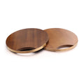 Circular wooden cutting boards with metal handle