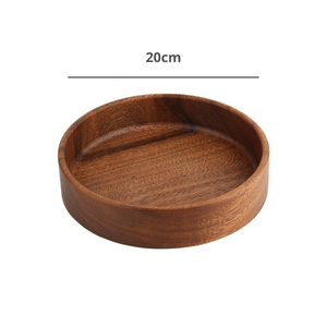 large round wooden trays
