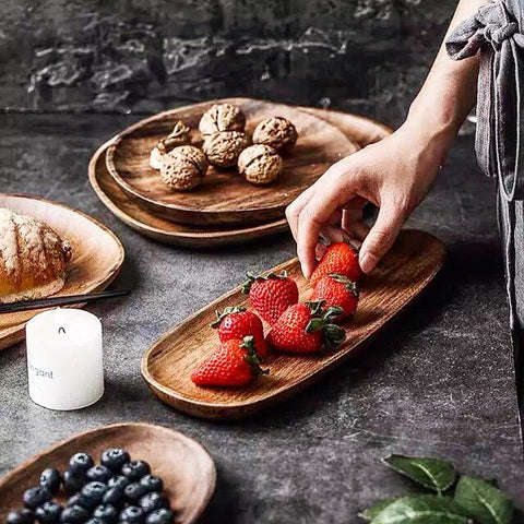 wooden serving platter set