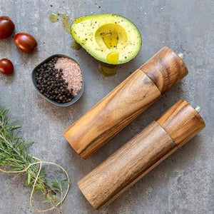 Acacia wood salt and pepper grinder set