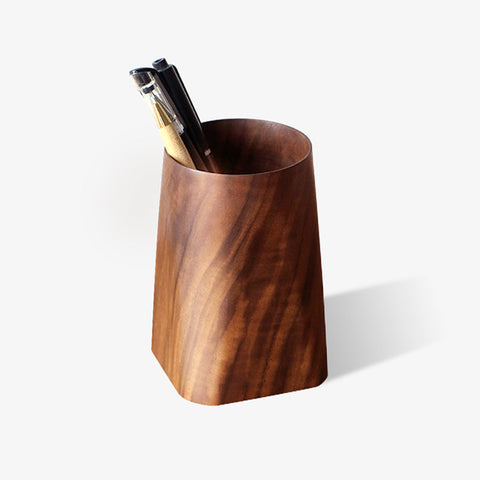 Hollowed-out black walnut pencil holder desk organiser