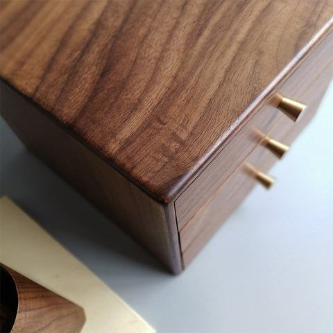 Desktop Chest In Black Walnut | 3-Drawer