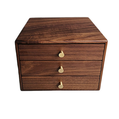 Desktop Chest In Black Walnut | 3-Drawer