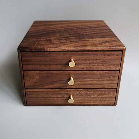 Desktop Chest In Black Walnut | 3-Drawer