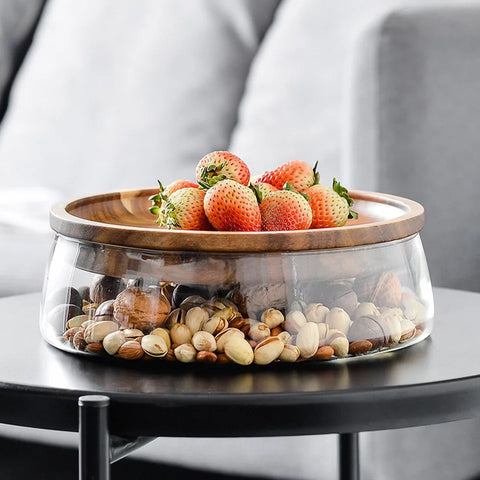 Glass & Acacia Food-Storage Bowls