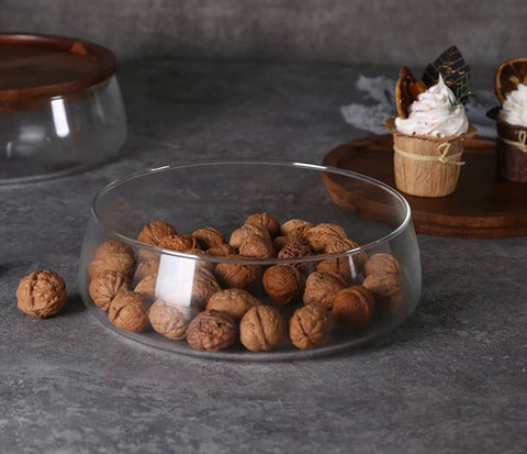 Glass & Acacia Food-Storage Bowls