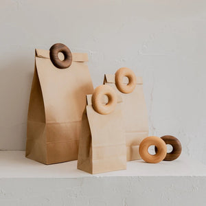 wooden donut-shaped food bag clips