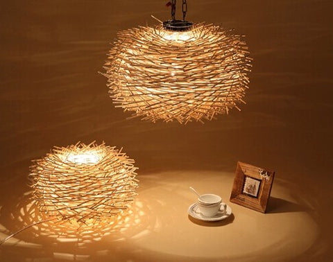 wicker woven hanging lights