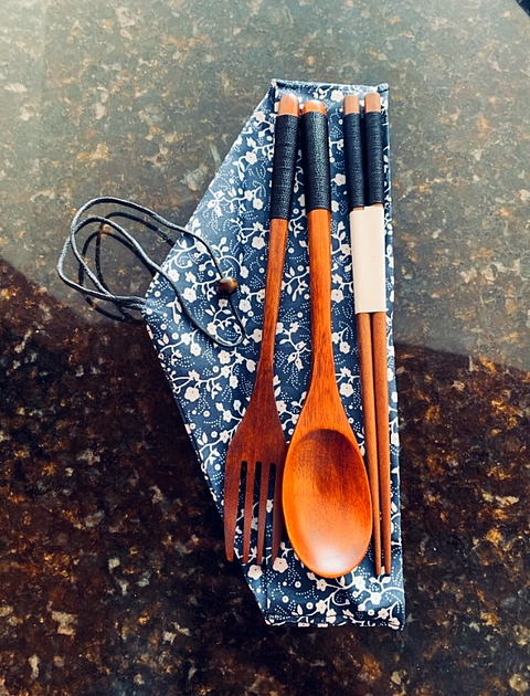 Japanese Style Acacia Cutlery Set