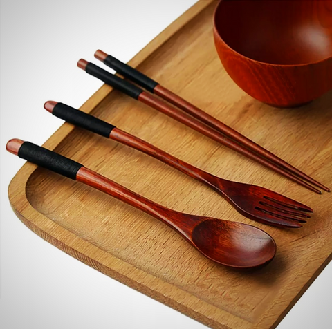 Japanese Style Acacia Cutlery Set