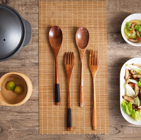 Japanese Style Acacia Cutlery Set