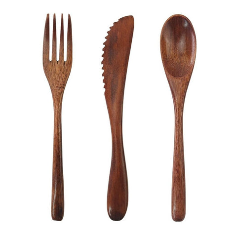 reusable wooden cutlery set