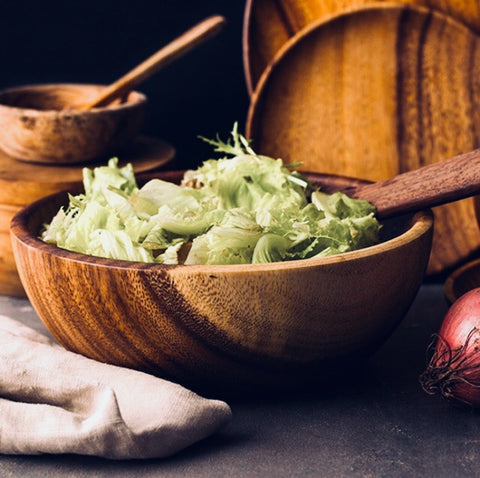 Solid Acacia Salad Bowls